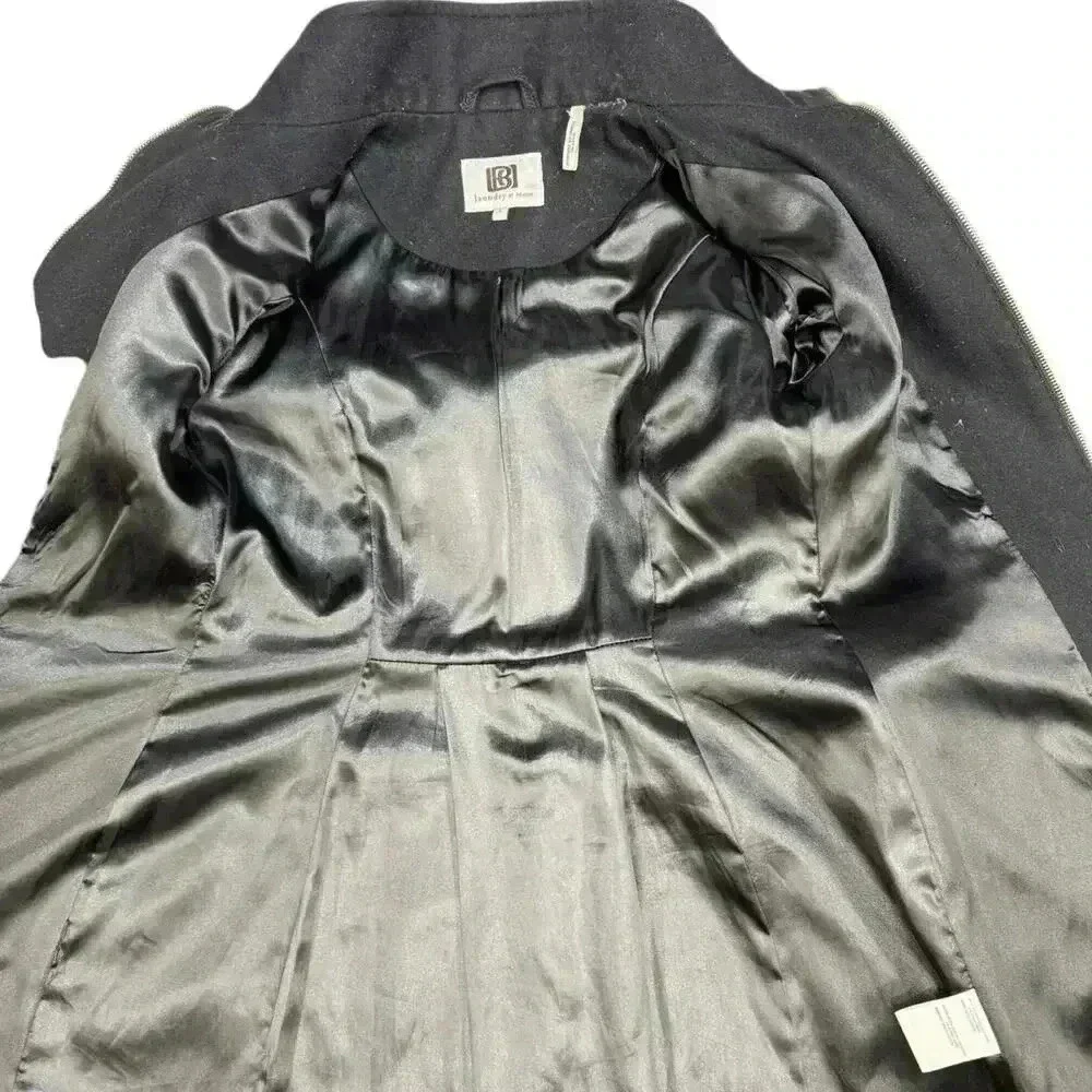 Laundry By Design Wool Front Zip Fit-and-Flare Black Peacoat Gold Hardware Sz S - Picture 9 of 14